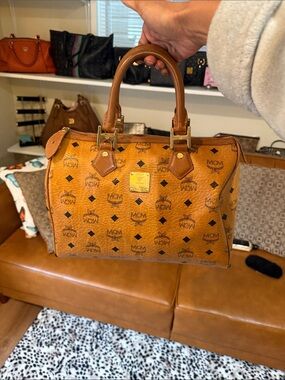 Low start MCM Cognac Monogram Satchel Handbag project piece